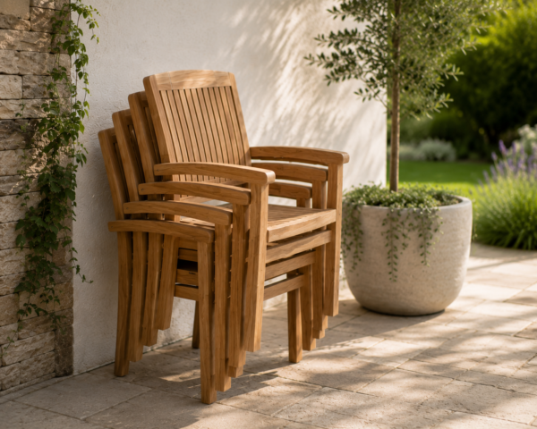 Sabah Teak Tuin Stapelstoel set van 4