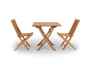 Teak Tuinset Klaptafel 70x70 met 2 Klapstoel Aru