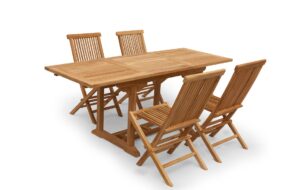 q7w2e9r4t1z.online Tuinset Uitschuiftafel met 4 klapstoelen