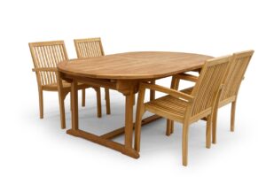 q7w2e9r4t1z.online Tuinset Uitschuiftafel Ovaal met 4 Stapelstoel Penang