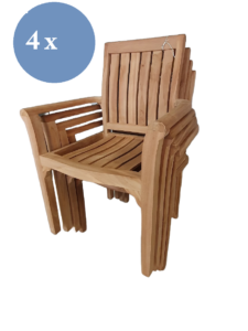 Toba Teak Tuin Stapelstoel set van 4