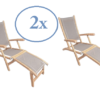 Serini Teak Textilene deckchair taupe set van 2