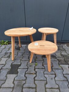 Teak Pandan bijzettafels set van 3