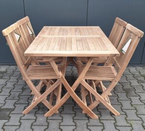 Summer Garden Teak Tuinset Texas 4 klapstoelen Kentucky Klaptafel 130×80