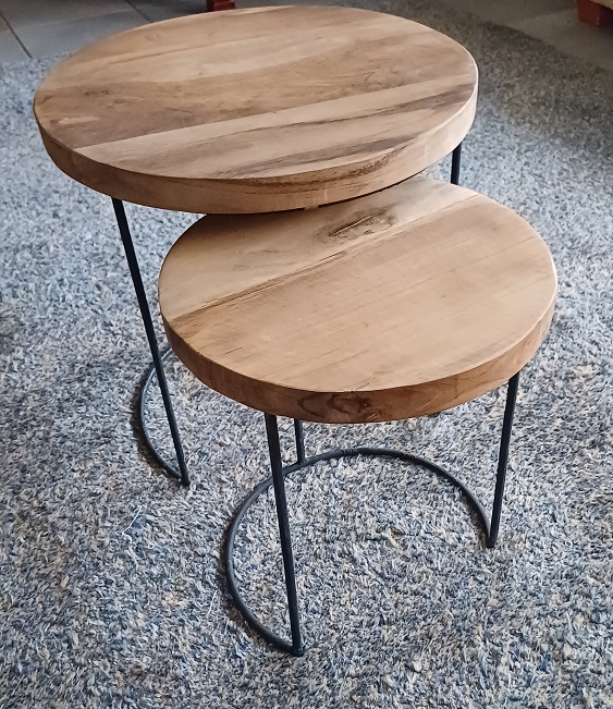 Balloe Teak Bijzettafelset van 2 Nieuw