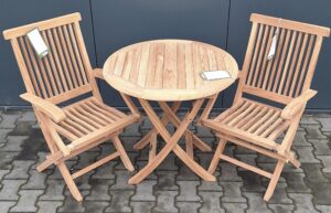 Summer Garden Teak Tuinset Texas 2 klapstoelen Kentucky Klaptafel Ø 80 cm