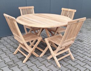 Summer Garden Tuinset Klaptafel Ø 120 met 4 Texas Klapstoelen
