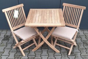 Summer Garden Teak Tuinset Texas 2 klapstoelen Kentucky Klaptafel 70×70