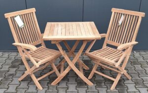 Summer Garden Teak Tuinset Texas 2 klapstoelen met arm Kentucky Klaptafel 70×70