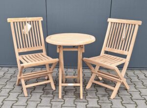 Summer Garden Teak Tuinset Texas 2 klapstoelen Kentucky Klaptafel Ø 60 cm