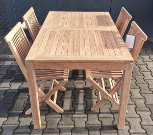Summer Garden Teak Tuintafel Java 150 x 90 met 4 Texas klapstoelen