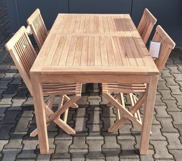 Summer Garden Teak Tuintafel Java 150 x 90 met 4 Texas klapstoelen