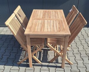 Teak Tuinset Sempit tuintafel 120 x 70 met 4 aru klapstoel ZA