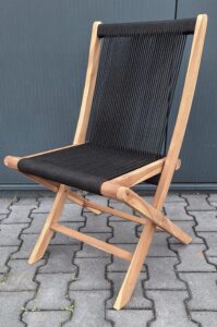Lombok Teak Klapstoel met zwart touw