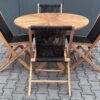 Sundura Teak tuinset klaptafel Ø 110 met 4 klapstoelen zwart touw