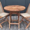 Sundura Teak tuinset klaptafel Ø 80 met 2 klapstoelen jute touw