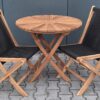 Sundura Teak tuinset klaptafel Ø 80 met 2 klapstoelen zwart touw