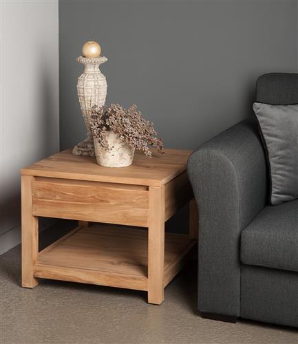 Corona Teak Bijzettafel 60 cm met lade